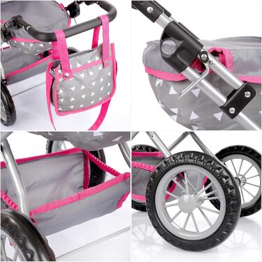 Коляска для ляльок Kinderplay від 2 років, коляска для ляльок від 2 років - Легка та стійка конструкція, коляска для ляльок від 1