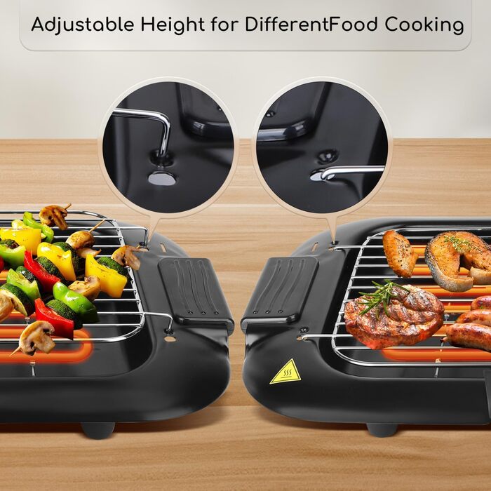 Бездимний настільний гриль Барбекю електричний гриль Електричний гриль-барбекю 2000 Вт з антипригарним покриттям, поверхня гриля 3
