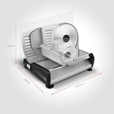 Венга Універсальний електричний нарізувач їжі, нержавіюча сталь, лезо з нержавіючої сталі 19 см, контроль міцності різання до 15 мм, 150 Вт, срібло, VG AS 3003 150 Вт срібло