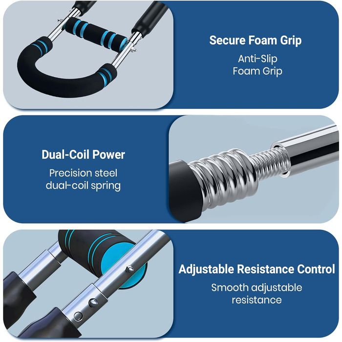 Регульований тренажер для скручувальних рук для чоловіків та жінок - U-подібний еспандер для грудей з 3 рівнями опору 40-90 фунтів - Силове тренування Тренажер для грудей, плечей, зап&39ястя, спини