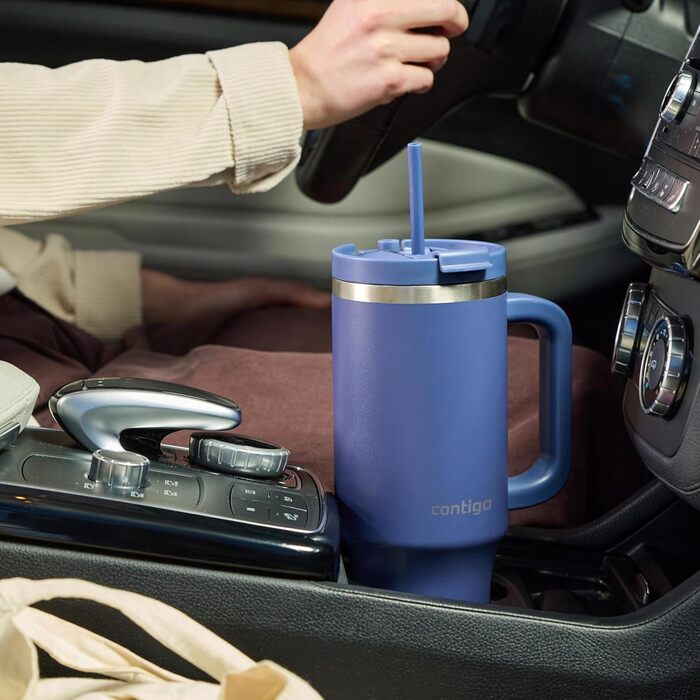 Термос Contigo 1200 мл з ручкою та трубочкою Термос з нержавіючої сталі з кришкою Зберігає напої прохолодними протягом 29 годин Дорожня кружка Термокружка Індиго без BPA