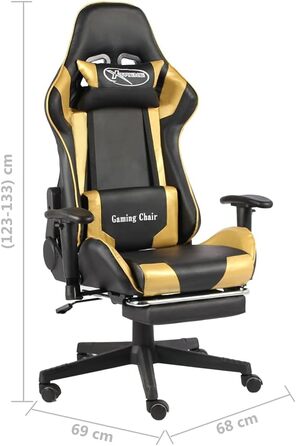 Геймерське крісло з підставкою для ніг, обертове, золотистий ПВХ