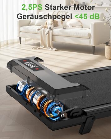 Бігова доріжка HomeFitnessCode Incline для домашнього використання - килимок для ходьби, електричний біговий пояс 1-8 км/год, чорний - 85 см