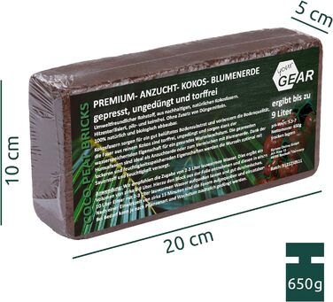 Дрібнозернистий кокосовий ґрунт 324 л - 36x650 г пресованого ґрунту, екологічний посівний ґрунт з кокосових волокон, 100 органічни