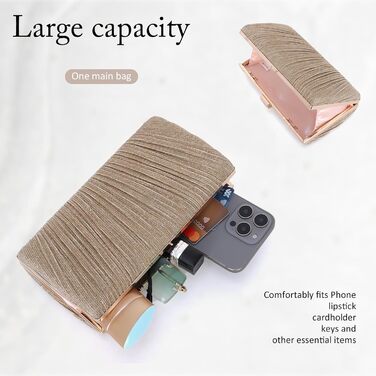 Золотий клатч для вечірок та свят жіноча сумочка з плісе та ланцюжком