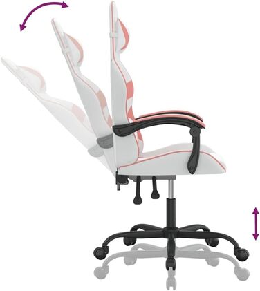 Геймерське крісло, офісне крісло, білий та рожевий, штучна шкіра