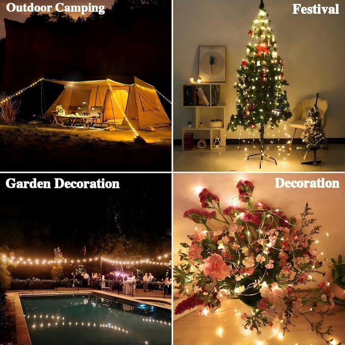 М кемпінгові гірлянди, висувні кемпінгові гірлянди, 4000 мАг та 13 режимів освітлення, портативні акумуляторні світлодіодні гірлянди 4-в-1, портативне освітлення для кемпінгу на відкритому повітрі, 10