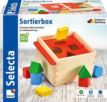 Сортувальна коробка Selecta 62005 Форми, дерев'яна розвиваюча іграшка, 1-3 роки, 14 см
