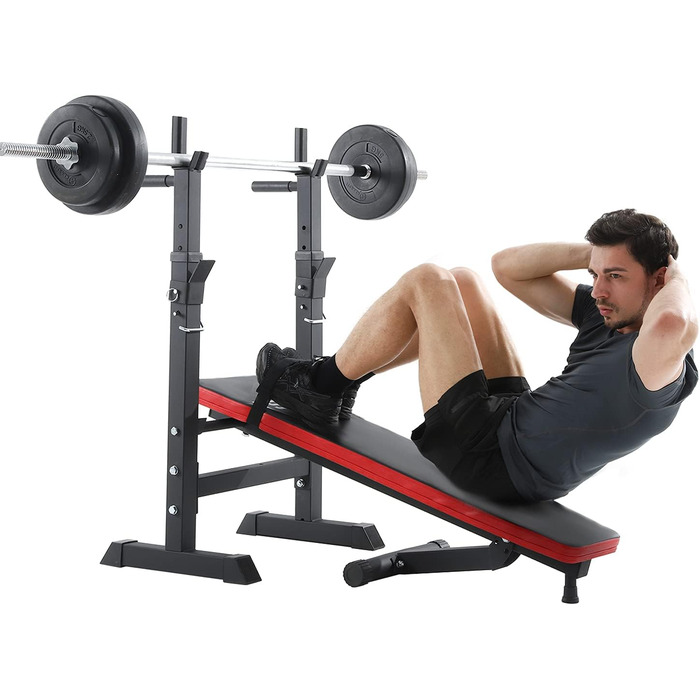 Складана регульована силова лава ISE зі штангами для гантелей та віджимань, тренувальні лави, регульовані, червоний/чорний 544-BK, білий/чорний 544-WH SY-544-BK