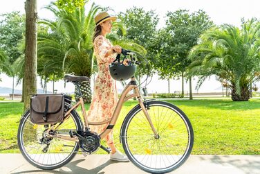 Велосипед Licorne Bike Stella Plus Premium City з алюмінієвими колесами 26 та 28 дюймів для дівчаток, хлопчиків, чоловіків та жінок - 21 швидкість - відповідає голландському стандарту StVZO, золотий колір, 28 дюймів