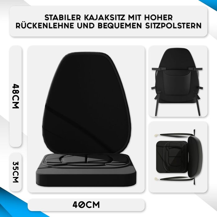 Надувний човен, Каное, Каяк для пригод 385 x 85 см, В комплекті сумка, насос, сидіння та алюмінієве весло, 385 Blue