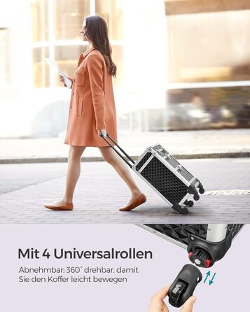 Візок для косметики, пенал для макіяжу 2 ящики, великий пенал для перукаря, пенал для макіяжу, 34 x 24 x 56 см, колеса обертаються