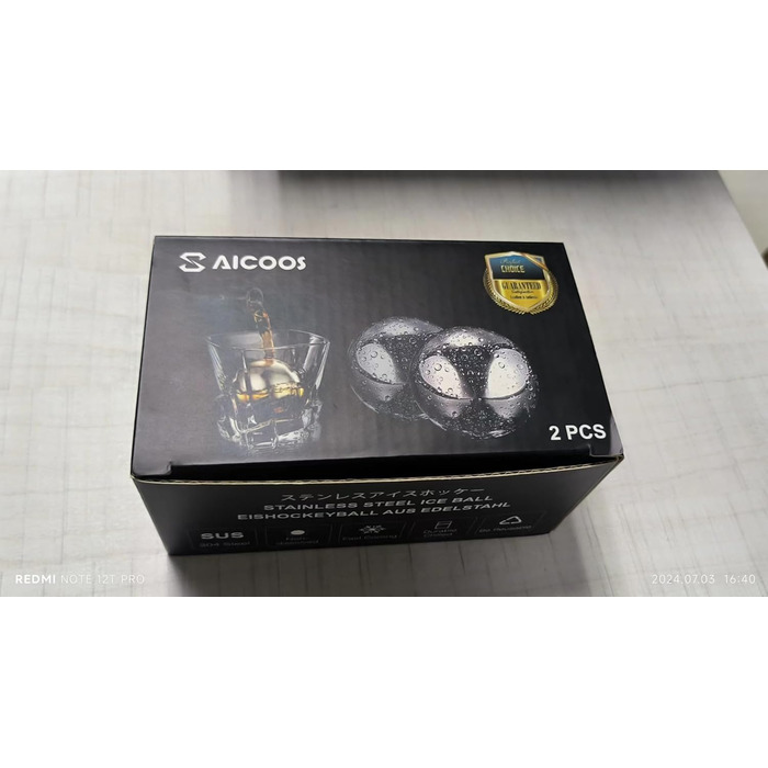 Багаторазова кулька для льоду 2 шт. и - кубик льоду круглий, камінь для віскі, кубики льоду з нержавіючої сталі з високою технолог