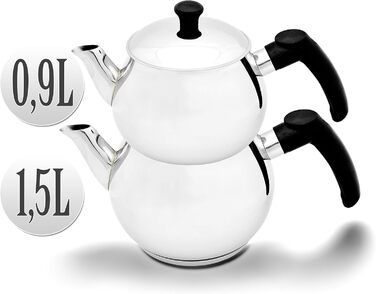 Турецька заварник Teapot Caydanlik Demlik Індукційний чайник (чорний M2 набір)