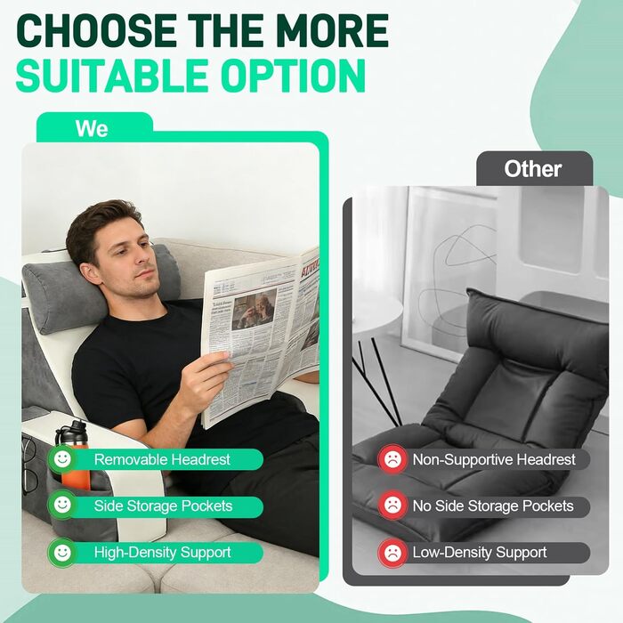 Подушка для читання для ліжка, подушка для читання для ліжка та дивана зі знімними підлокітниками та підголівником, подушка для читання з чохлом, який можна прати, подушка для спини, подушка з підтримкою спини для відпочинку в ліжку, читання, перегляду те
