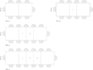 Розкладний стіл PAZZO DESIGN Roberta, стіл для вітальні, кухонний стіл, рустикальний дуб, чорні Х-подібні ніжки, від 180 до 480 см, зроблено в Італії - id2005