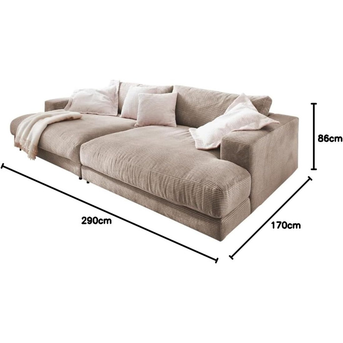 Шнур для великого дивана KAWOLA Madeline Вічний дизайн та елегантність Зручний мега-диван Ідеально підходить для ігор та відпочинку, сіро-коричневий, поліестер