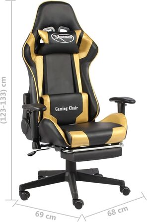 Ігрове крісло з підставкою для ніг, обертове, золотистий ПВХ, офісне крісло, масажне ігрове крісло для ПК