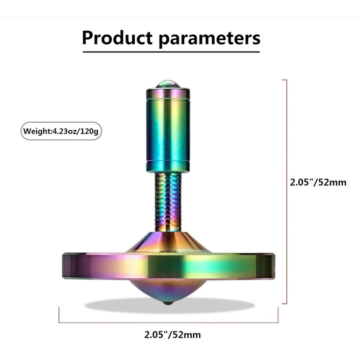 Точний гіроскоп з ниткою, високопродуктивна гіроіграшка з нержавіючого металу та без гравітації, дивовижний час обертання до 15 хвилин, ефективне витрачання часу (L, кольоровий) Кольоровий L