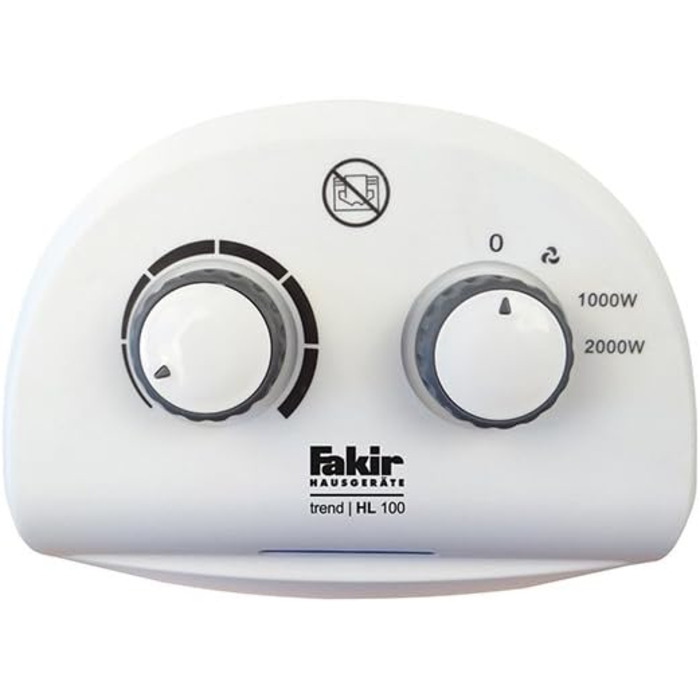 Енергозберігаючий вентилятор-обігрівач Fakir Trend HL 100 2000 Вт, міні-вентилятор-обігрівач з індикатором роботи, захистом від перегріву та запобіжником перекидання, 2 режими нагріву, регульований кімнатний термостат