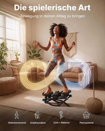 Степер MERACH U-подібної форми з низьким навантаженням та 3D-рухом, тихий велотренажер із РК-дисплеєм для відображення часу, кроків та калорій, нековзні педалі, компактний для дому та квартири 2511