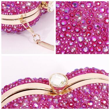 Клатч жіночий Серце, інкрустований стразами, міні-сумочка для вечірки, весілля або коктейлю, рожевий