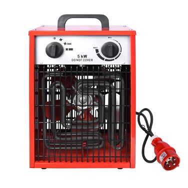 Електричний вентилятор-обігрівач потужністю 5 кВт, 400 В, з кабелем живлення 1,4 м, електричний обігрівач, будівельний обігрівач, 4 режими нагріву, захист від перевантаження для промислових та будівельних майданчиків