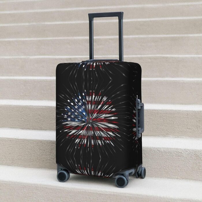 Чохол для валізи Пілотний кокпіт, захист від пилу та подряпин, принт Американський прапор та феєрверк, розмір 90