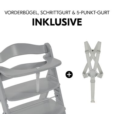 Стільчик для годування hauck Alpha для дітей від 6 місяців до 90 кг, вкл. поперечину безпеки, 5-точкові ремені безпеки та паховий
