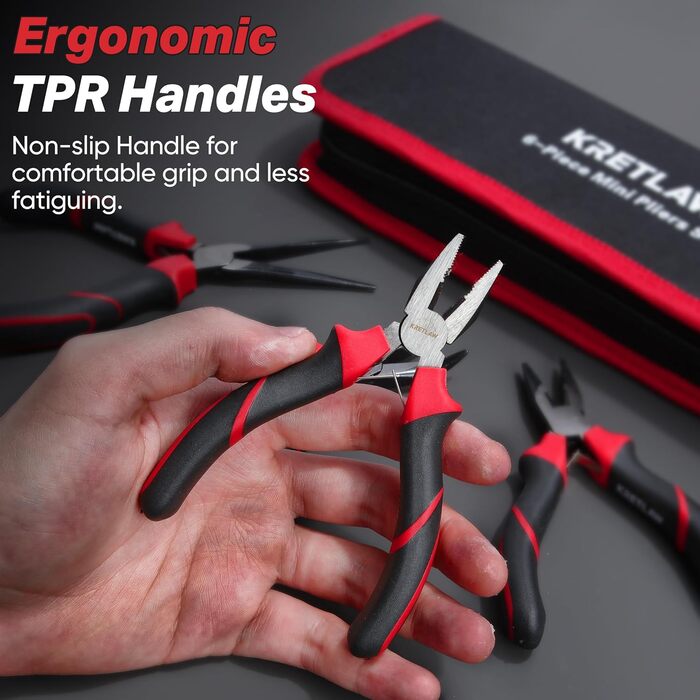 Міні-набір плоскогубців 6 предметів плоскогубці, довгогубці, гострогубці, вигнуті плоскогубці, кусачки та бічні кусачки для електронного ремонту, з сумкою.