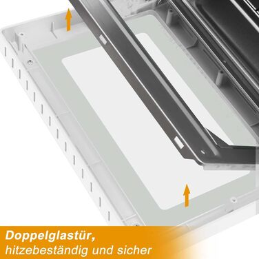 Міні-піч WOLTU 10 літрів, мала духовка, піч для піци, 100-230 C, таймер 0-60 хв., міні-піч з деком для випікання, ручкою для зняття решітки гриля, білий, BF14ws