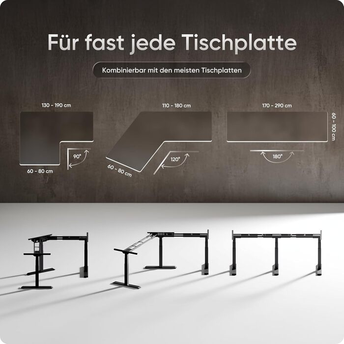 Кутовий каркас столу з регулюванням висоти (електричний) - Каркас столу з регулюванням кута нахилу, захистом від зіткнень, функцією пам&39яті, високопродуктивними двигунами та 10-річною гарантією (чорний)