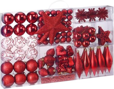 Різдвяні кульки 102 шт червоні Deuba