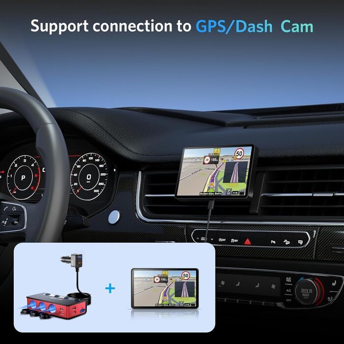 Розподільник прикурювача 9 в 1, адаптер автомобільного зарядного пристрою BESTEK 180 Вт з 65 Вт PD і 4 портом QC3.0 автомобільний