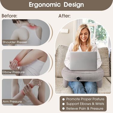 Надувна подушка для читання, ПВХ подушка для читання для ігор, портативна подушка-підлокітник з 3 отворами для накачування для гри та перегляду телевізора, 80 x 59 x 37 см