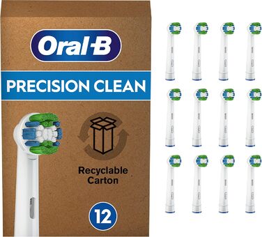 Щітки для електричної зубної щітки Oral-B Precision Clean, 12 шт. , зі щетиною CleanMaximiser для оптимального догляду за зубами, упаковка, сумісна з поштовою скринькою, 12 шт. (1 упаковка)