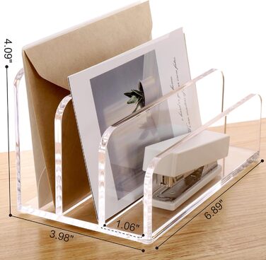 Акрилові лотки для листів SANRUI, настільний лоток для листів для офісу, дому та школи, розміри (В x Ш x Г) 10,1 x 17,5 x 10,1 см, система для документів 17,5 x 10,1 x 10,1 см