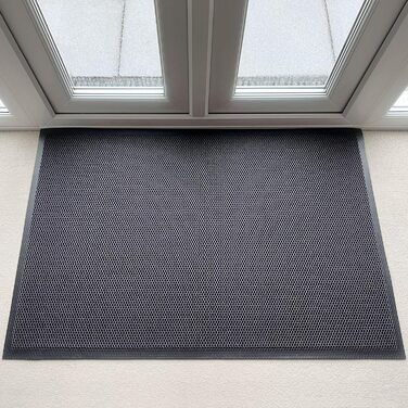 Великий нековзний килимок з ПВХ-сітки Ultralux, міцний 3D-килимок для уловлювання бруду, вхідний килимок-скребок для внутрішнього та зовнішнього використання, для вхідних та задніх дверей 120 x 80 см, синьо-помаранчевий 80 x 120 см (прямокутний)