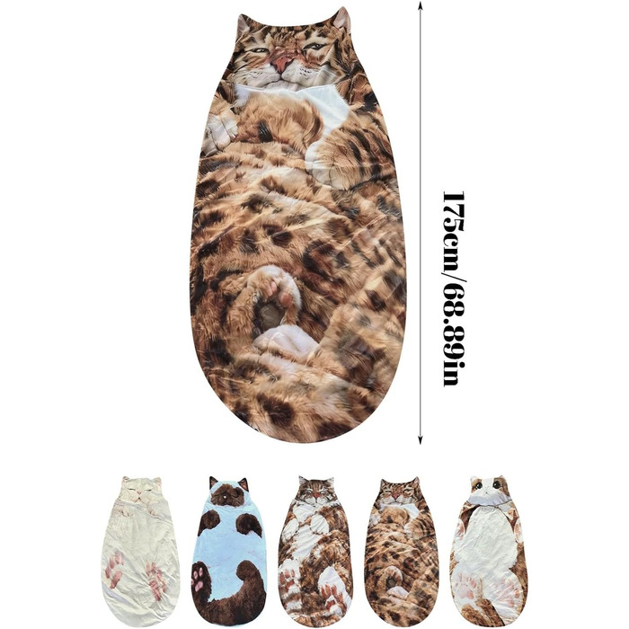 Спальний мішок для дорослих - Чарівний спальний мішок-конверти для котів, спальний мішок для котів, чарівний плюшевий спальний мішок для котів, плюшевий спальний мішок для кемпінгу та подорожей, жовтий колір B