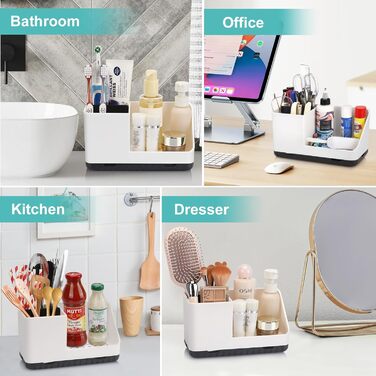 Тримач для зубної щітки для органайзера для ванної кімнати, тримач для електричної зубної щітки зі зливним отвором, знімний органайзер для зубної щітки для ванної кімнати, кухні та сімї (білий)