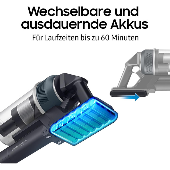 Акумуляторний пилосос Samsung Jet 75E PetPRO, 200 Вт, в комплекті щітка для шерсті та інші аксесуари, м'ятний, VS20B75BGR1/WD 200