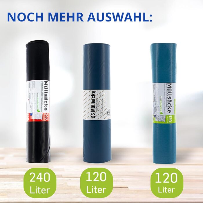 Рулонів у картонній коробці, кожен містить 50 мішків для сміття (2000 штук), 20 літрів, надзвичайно міцні та стабільні, 450x540 мм, товщина 8 мкм, прозорі, 50 шт. (упаковка по 40 шт. ), 40