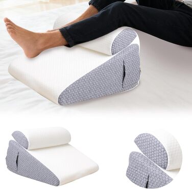 Подушка-клин для сну, подушка-клин для читання для ліжка та дивана, як подушка для ніг або спини, рефлюксна подушка для ліжка та дивана, клин для матраца для дорослих, клин для рефлюксної подушки (біла)