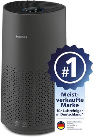 Очищувач повітря Philips серії 1000i, видаляє мікроби, пил і алергени в приміщеннях площею до 78 м, режим сну, сірий і чорний (AC1715/11)