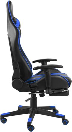 Геймерське крісло з підставкою для ніг, обертове, синій ПВХ, для дорослих, крісло для ПК, ігрове