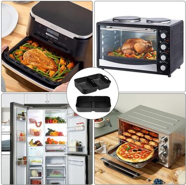 Аксесуари для фритюрниці ZOYDP для Ninja AF500EU, аерофритюрниця з силіконовою формою 10.4 л 2x5.2 л для Ninja AF500EU, 3 шт. и силіконових форм Аксесуари для Ninja AF500EU Foodi Flexdrawer (чорний)