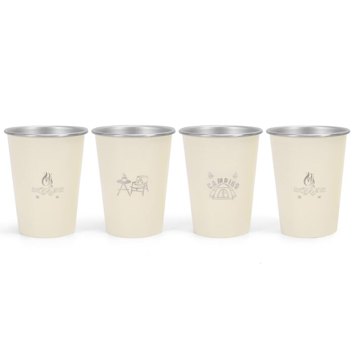 Дорожні кухлі з нержавіючої сталі (304), 350 мл, упаковка з 4 шт. , легкі кемпінгові кухлі для води, кавові кухлі для активного відпочинку, домашнє використання (бежевий)