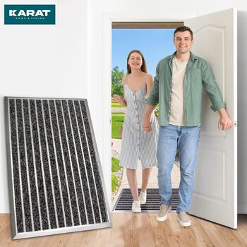 Килимок для дверей KARAT Spectral з алюмінієвою рамкою для використання всередині та зовні приміщень - стійкий до іржі та атмосферних впливів - килимок для передніх дверей - килимок для входу (текстильне волокно, ребристе/матове, 54 x 83 см)