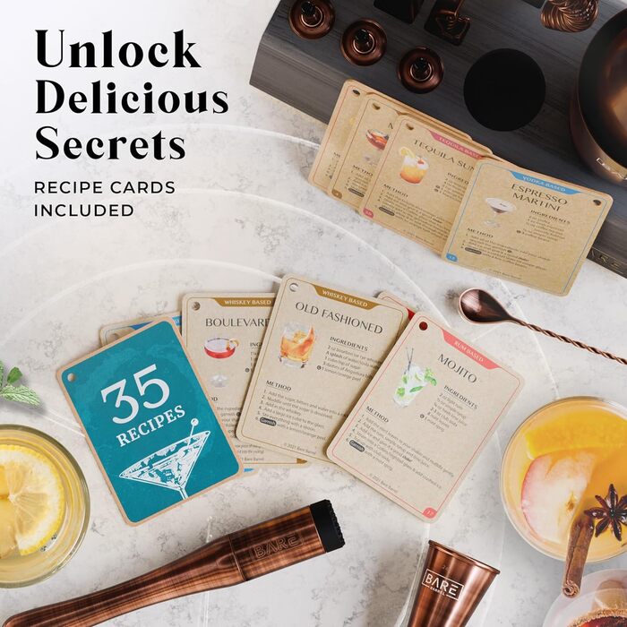 Професійний набір шейкерів для бармена Mixology з 14 предметів для коктейлів Martini (витримана мідь)