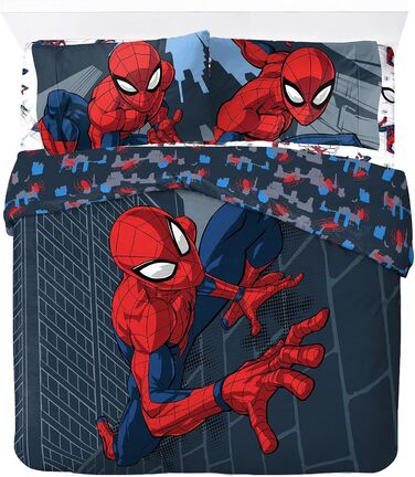 Двоспальне ліжко Джей Франко Marvel Spiderman City Streets з підодіяльником 200x200см 2 наволочки 50x70см 100 бавовна синій - Spid